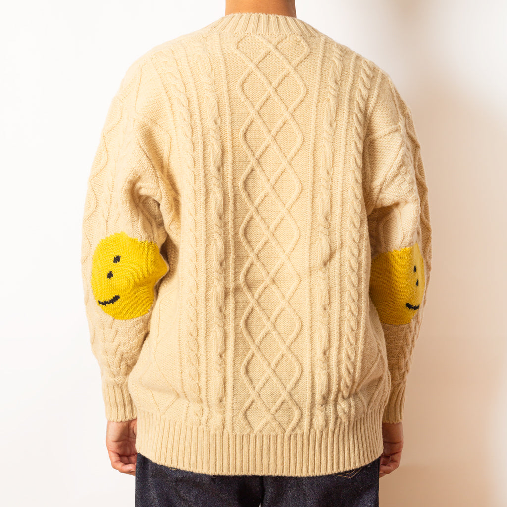 5G Wool Patch Cardigan - Ecru
