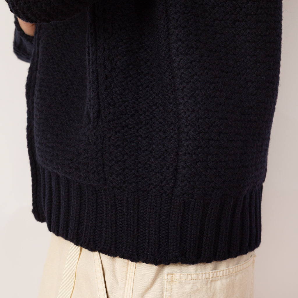 Cowichan Zip Knit - Navy - V0020