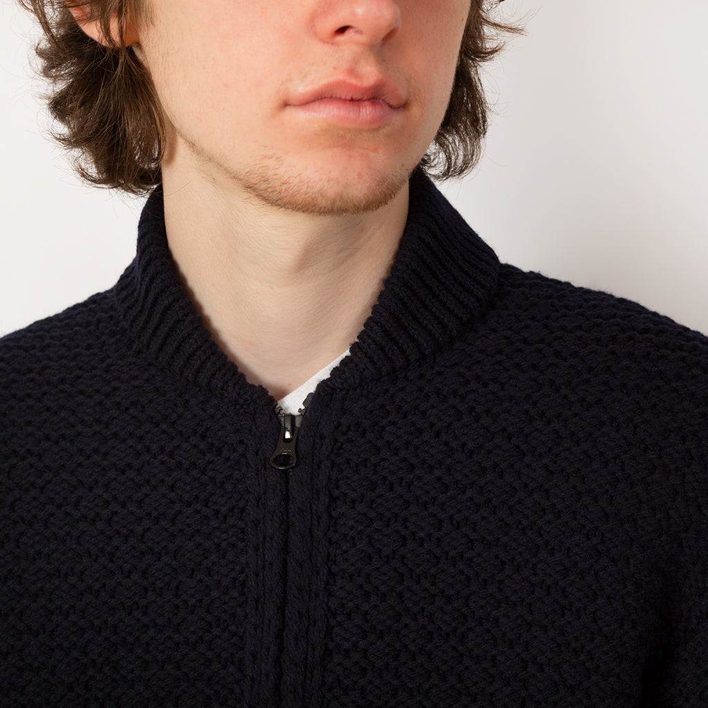Cowichan Zip Knit - Navy - V0020