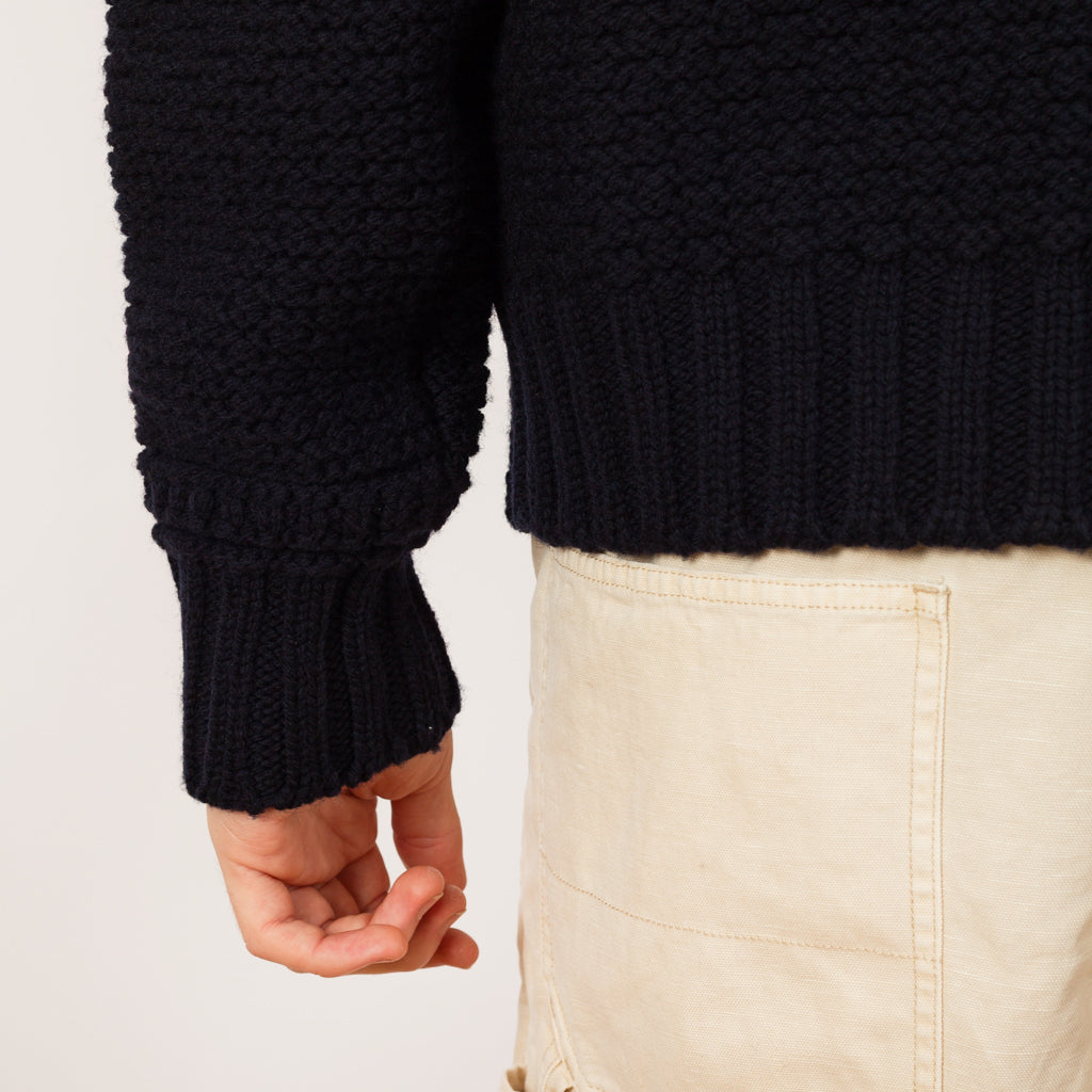 Cowichan Zip Knit - Navy - V0020