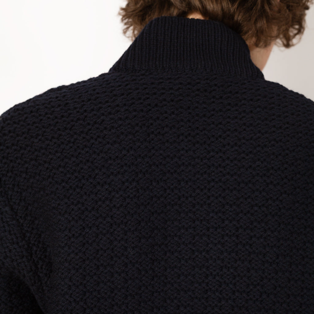 Cowichan Zip Knit - Navy - V0020