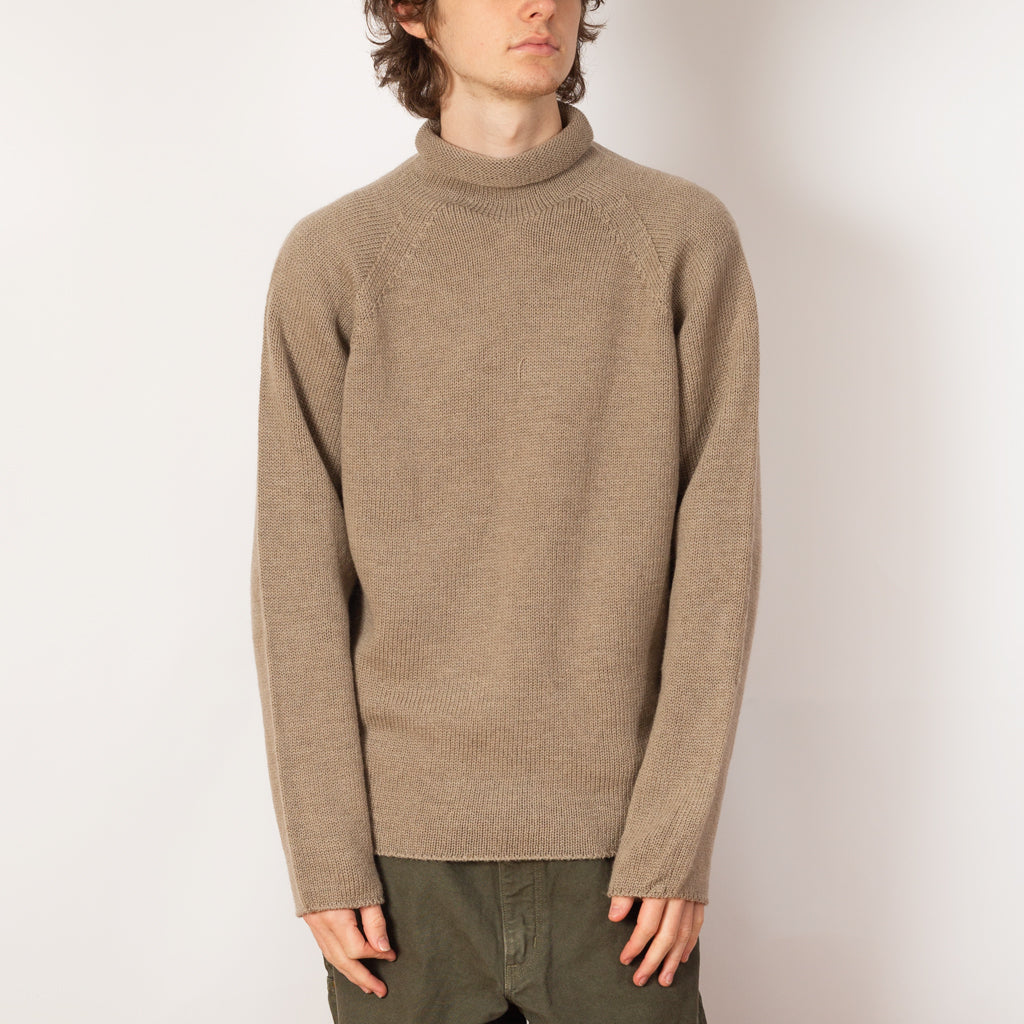 Rolled Edge Roll Neck - Taupe