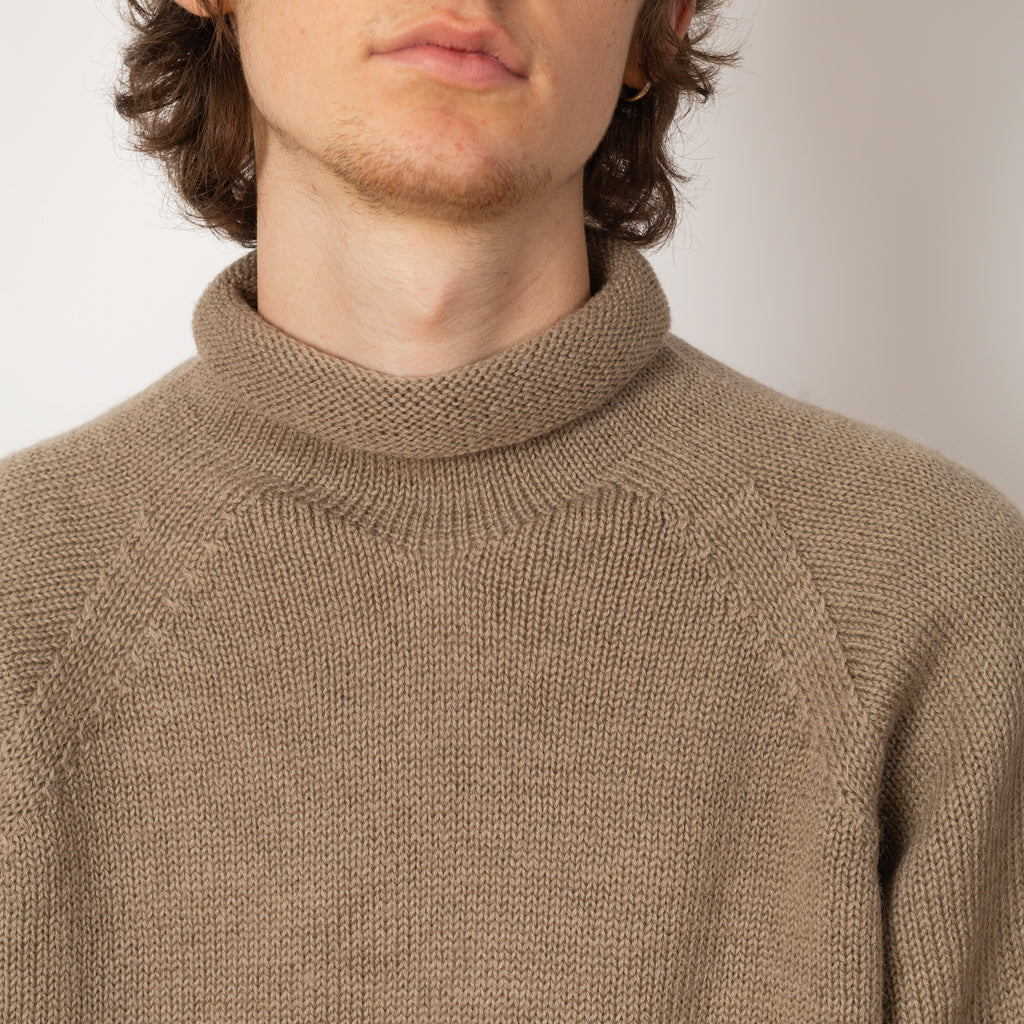 Rolled Edge Roll Neck - Taupe