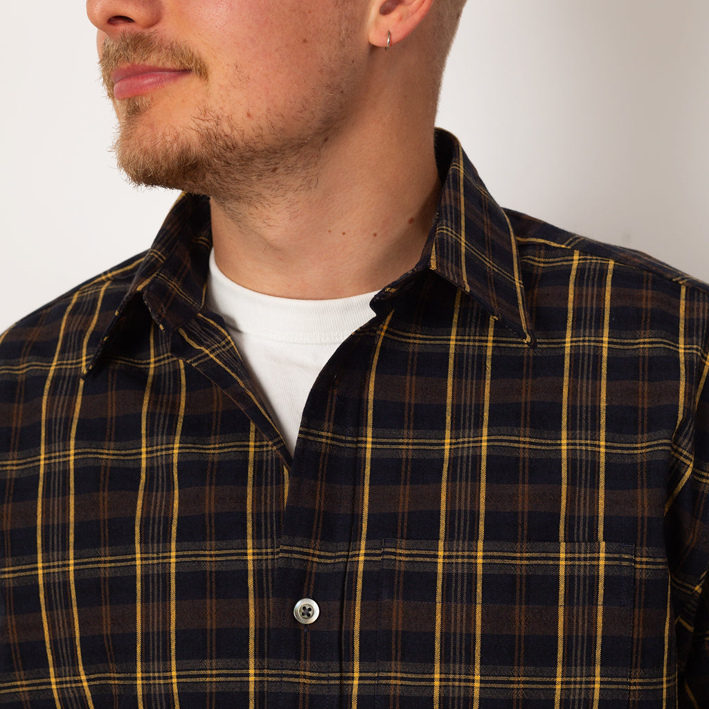 Ole Oversized Wool Check Shirt - Dark Navy Check
