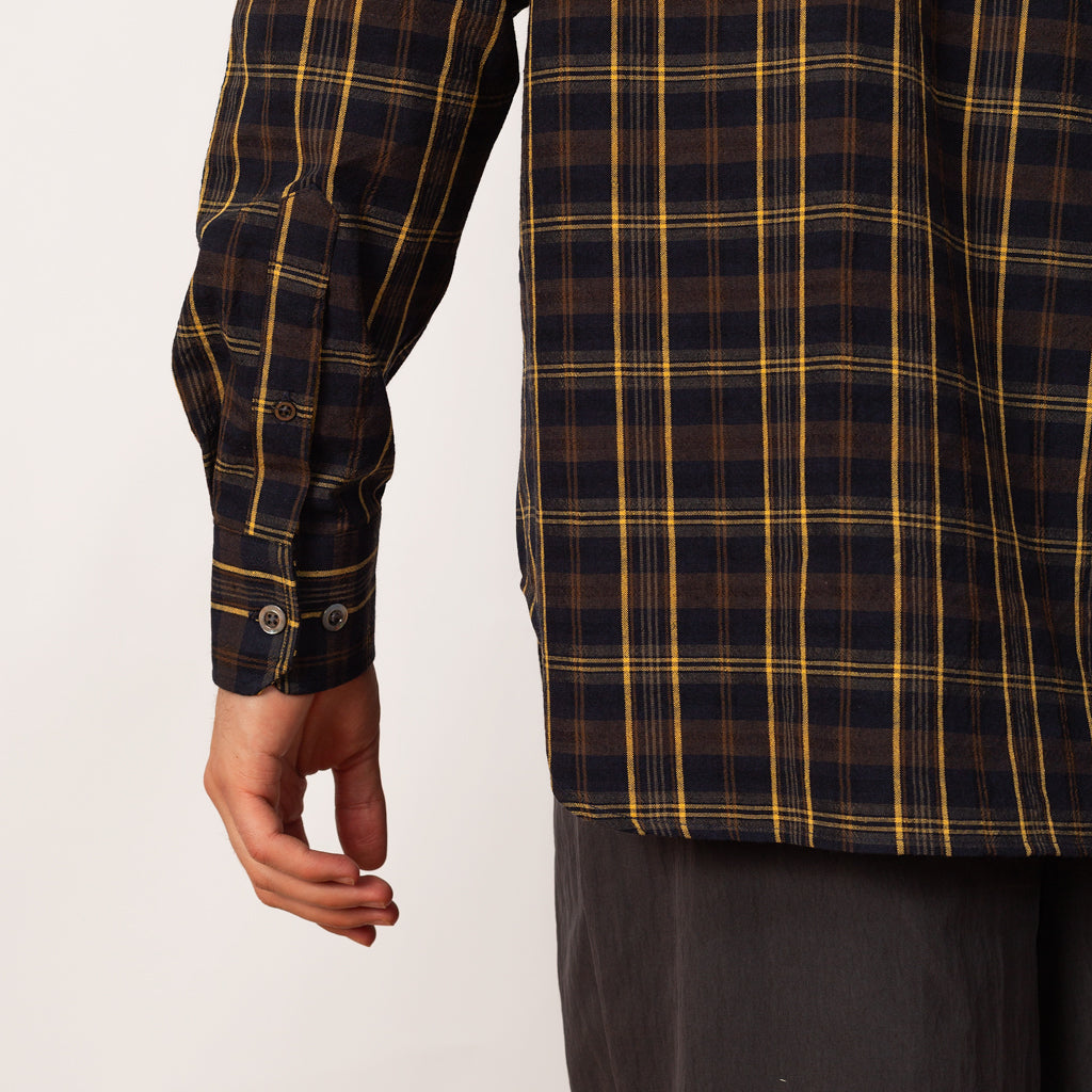 Ole Oversized Wool Check Shirt - Dark Navy Check