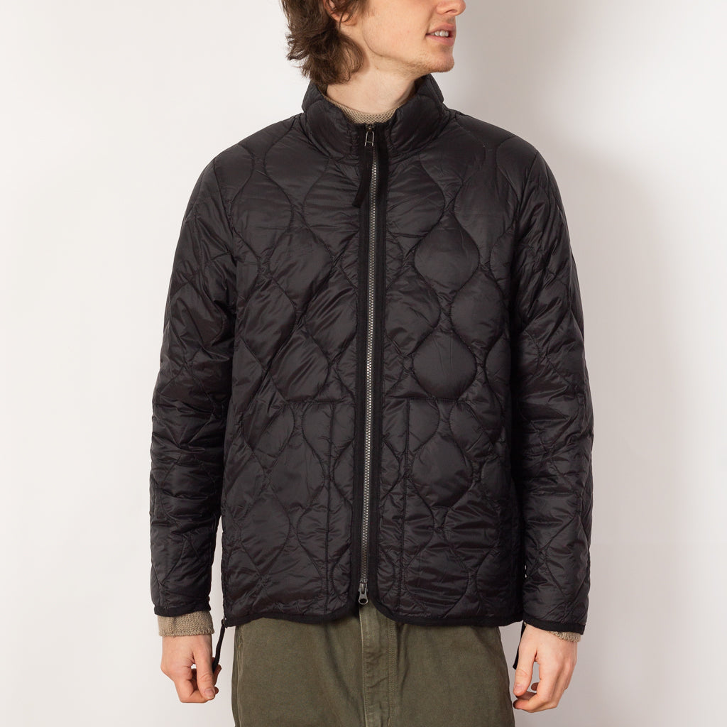 Military Hi Neck Zip Down Jacket - Black