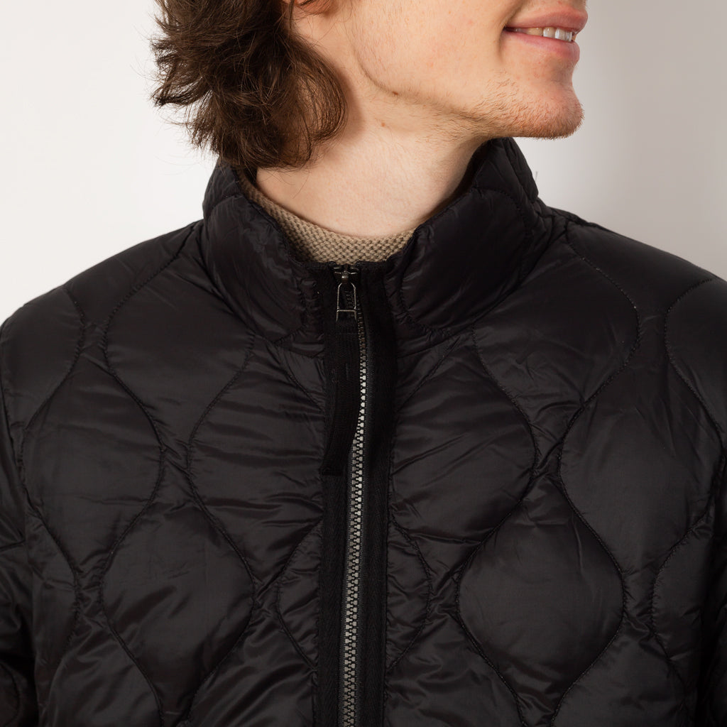 Military Hi Neck Zip Down Jacket - Black