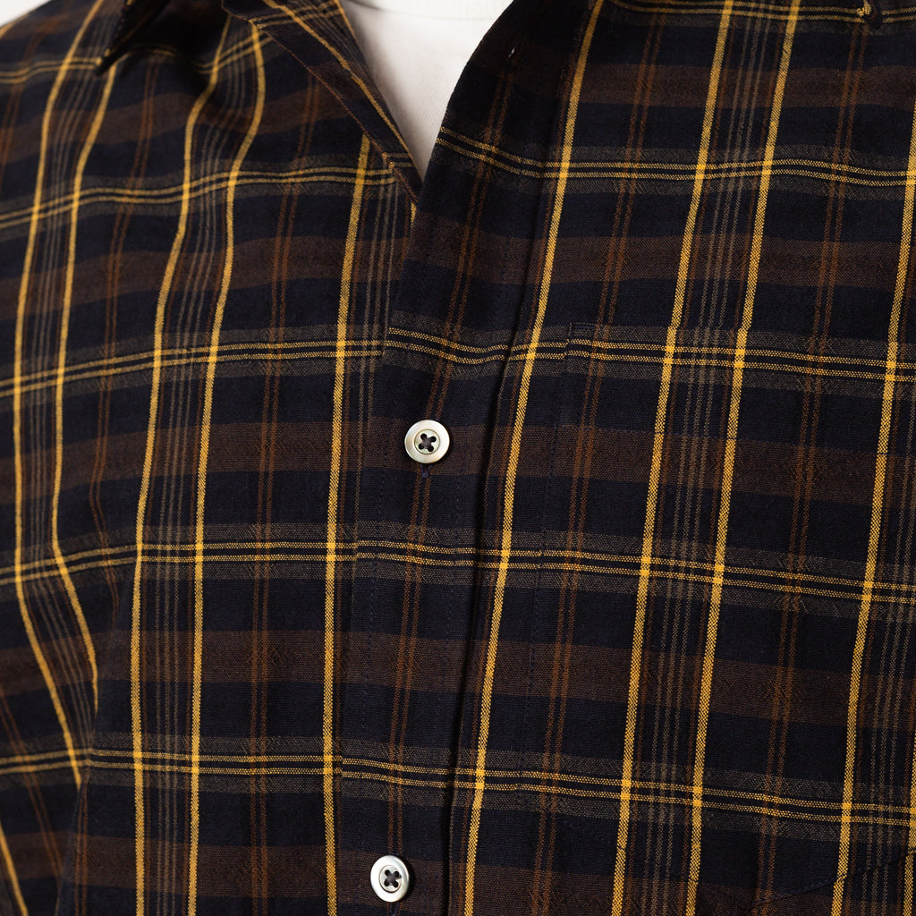 Ole Oversized Wool Check Shirt - Dark Navy Check