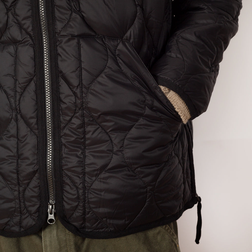 Military Hi Neck Zip Down Jacket - Black