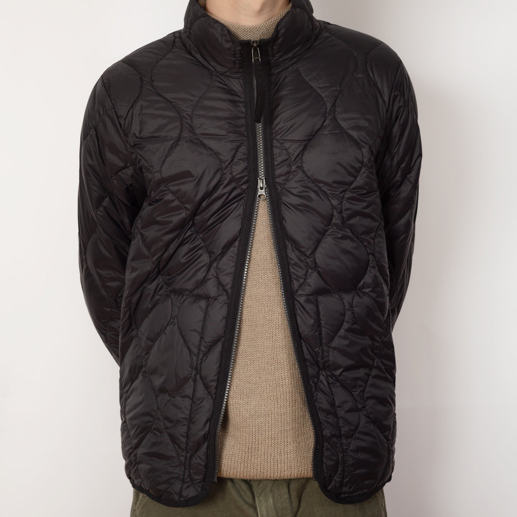 Military Hi Neck Zip Down Jacket - Black