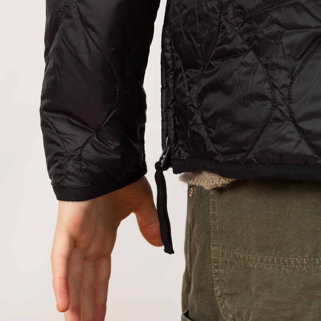 Military Hi Neck Zip Down Jacket - Black