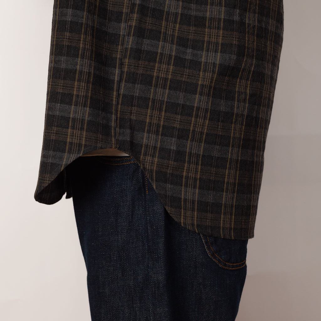 Ole Oversized Wool Check Shirt - Charcoal Grey