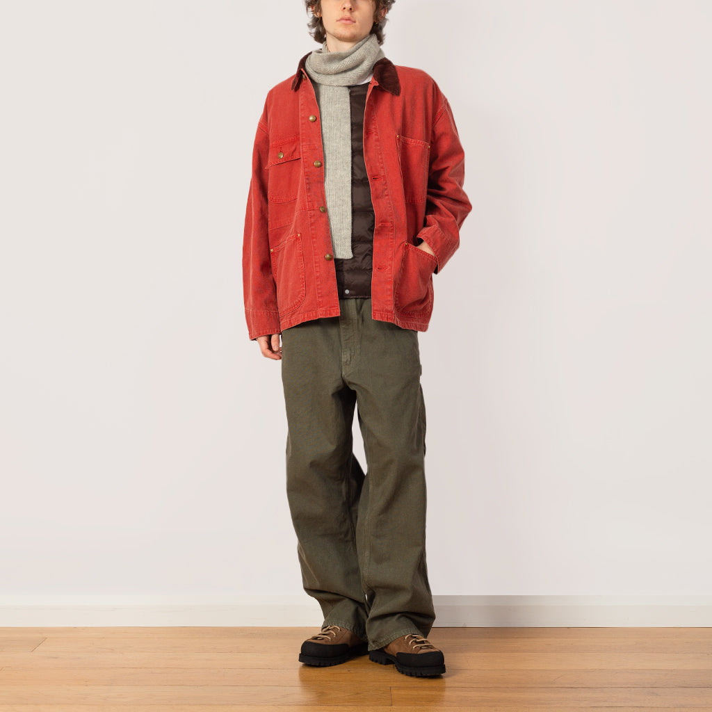 Relax Fit Oxford Coverall  - Red