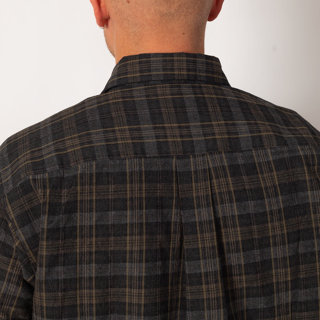 Ole Oversized Wool Check Shirt - Charcoal Grey