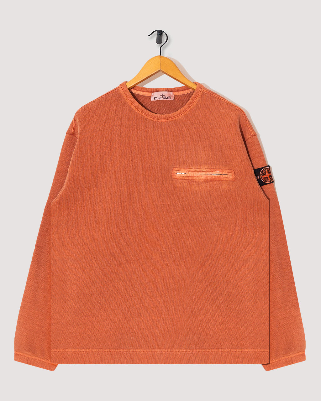 Mineral Dyed Cotton Zip Sweatshirt - Brick Red V0015 | Stone