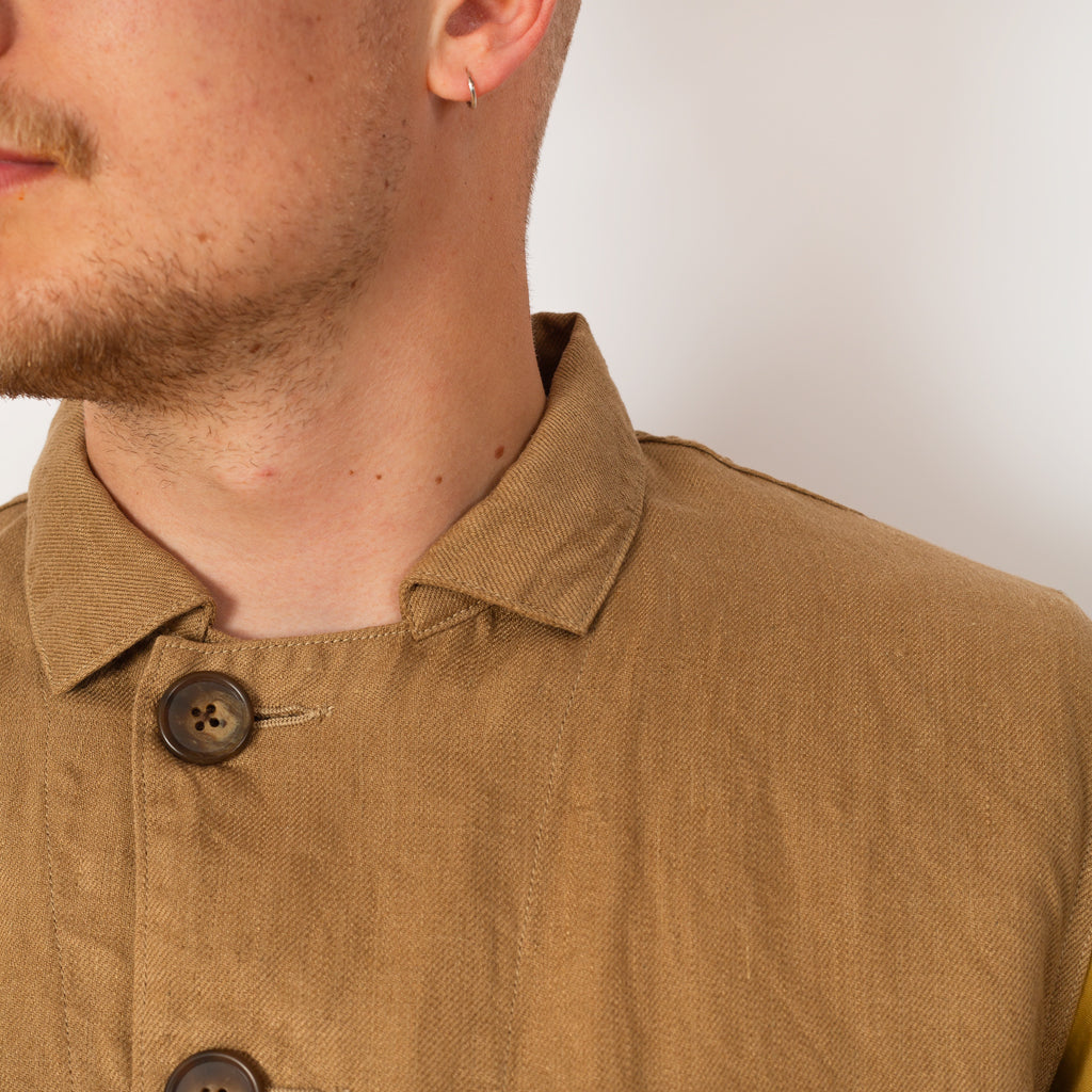 Linen Gabardine Ringoman Coverall - Beige