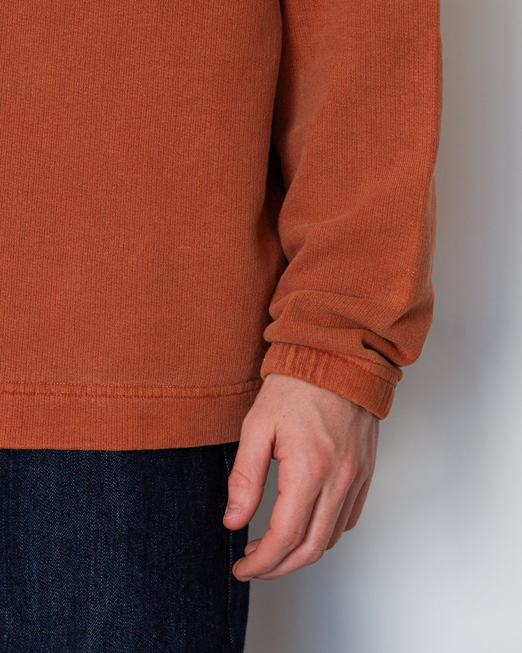 Mineral Dyed Cotton Zip Sweatshirt - Brick Red V0015
