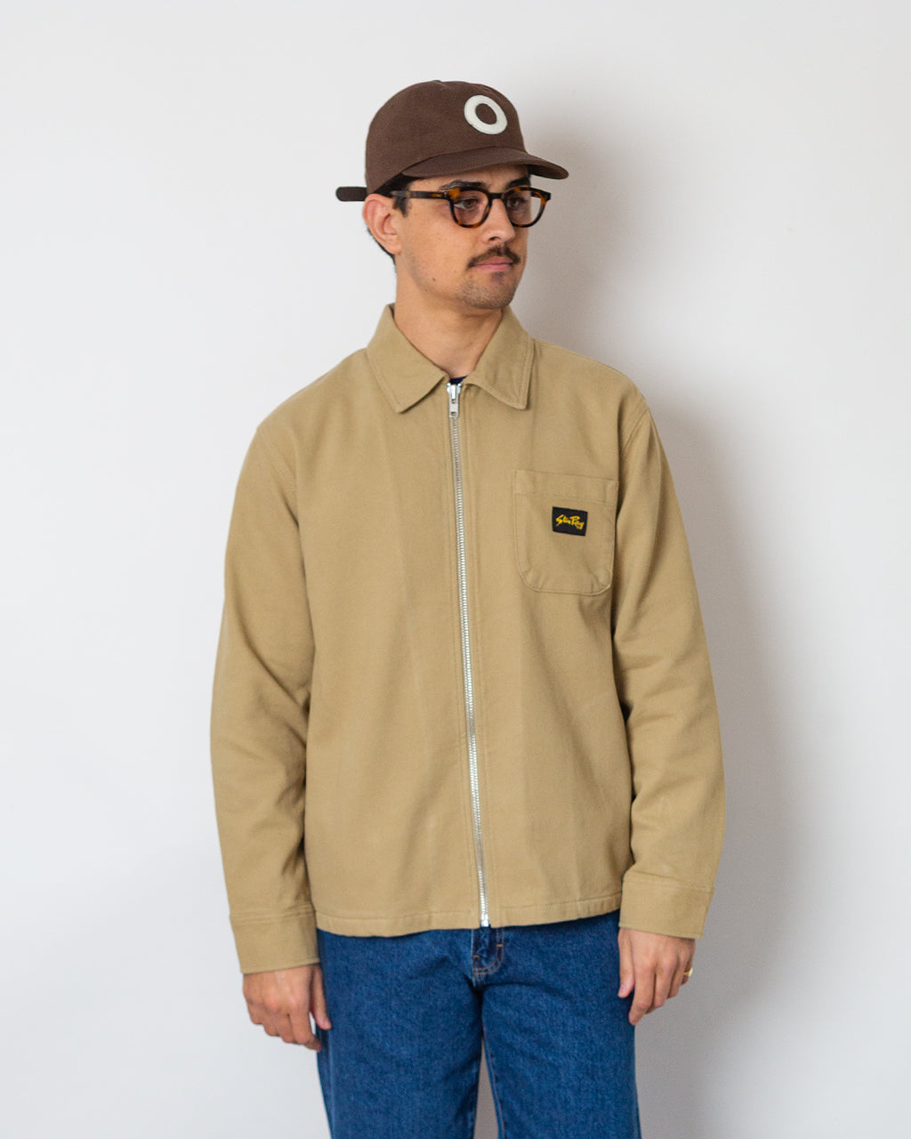 Zip Shirt - Eucalyptus Bedford Cord | Stan Ray | Peggs & son.
