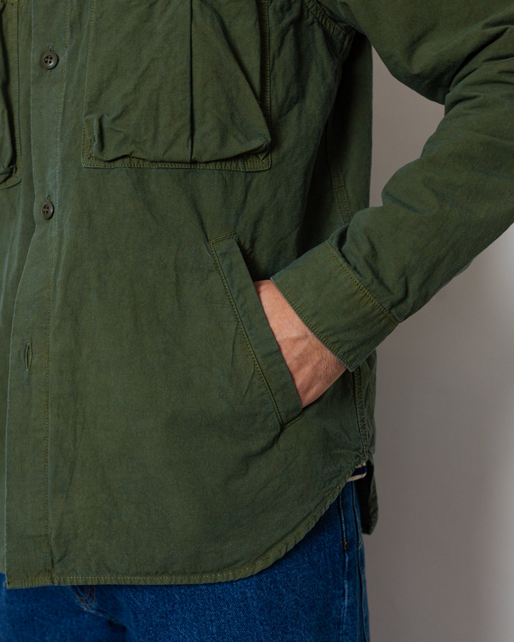 High Density Work Shirt Jacket - Olive | Sage De Cret | Peggs & son.