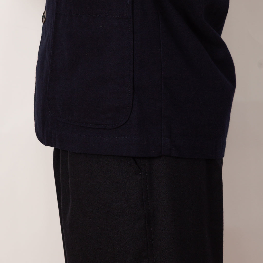 Three Button Jacket - Navy Brushed Moleskin