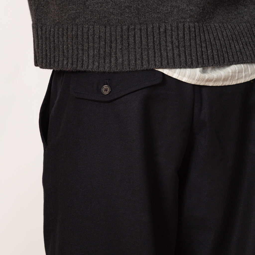 Pleated Track Pant - Upcycled IT Tweed Dark Navy