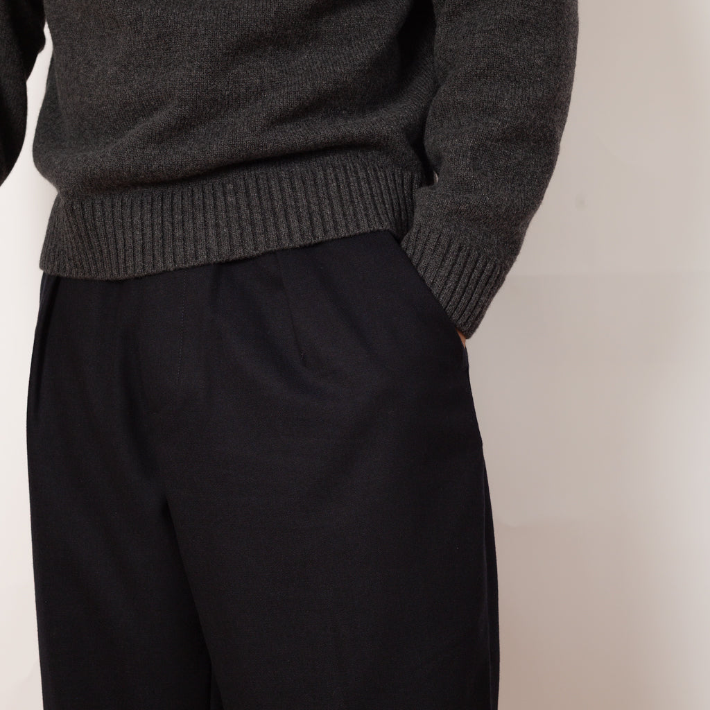Pleated Track Pant - Upcycled IT Tweed Dark Navy