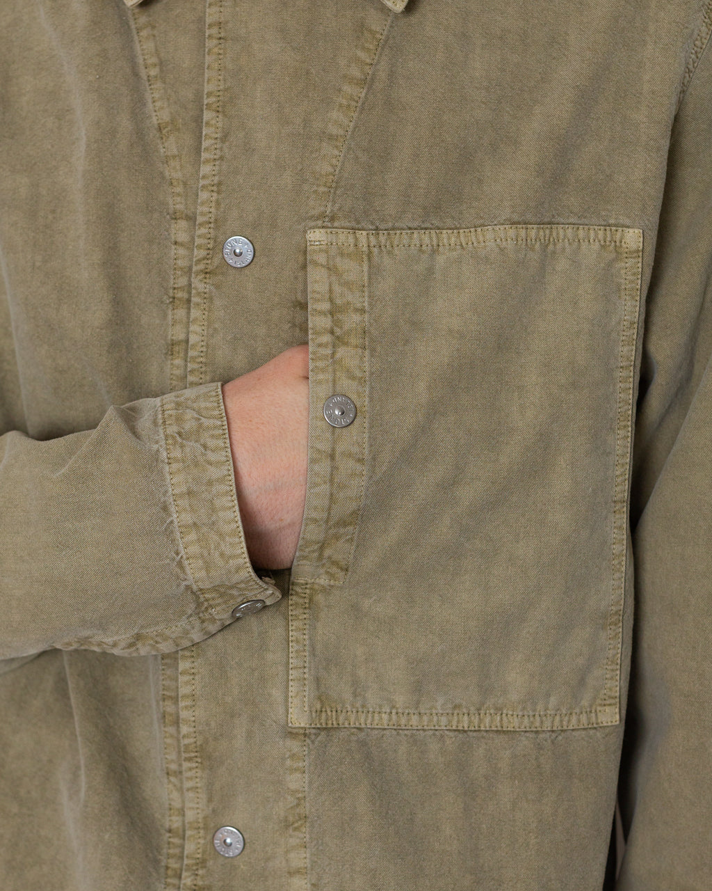 Mineral Dyed Panama Cotton Shirt - Military Green V005G