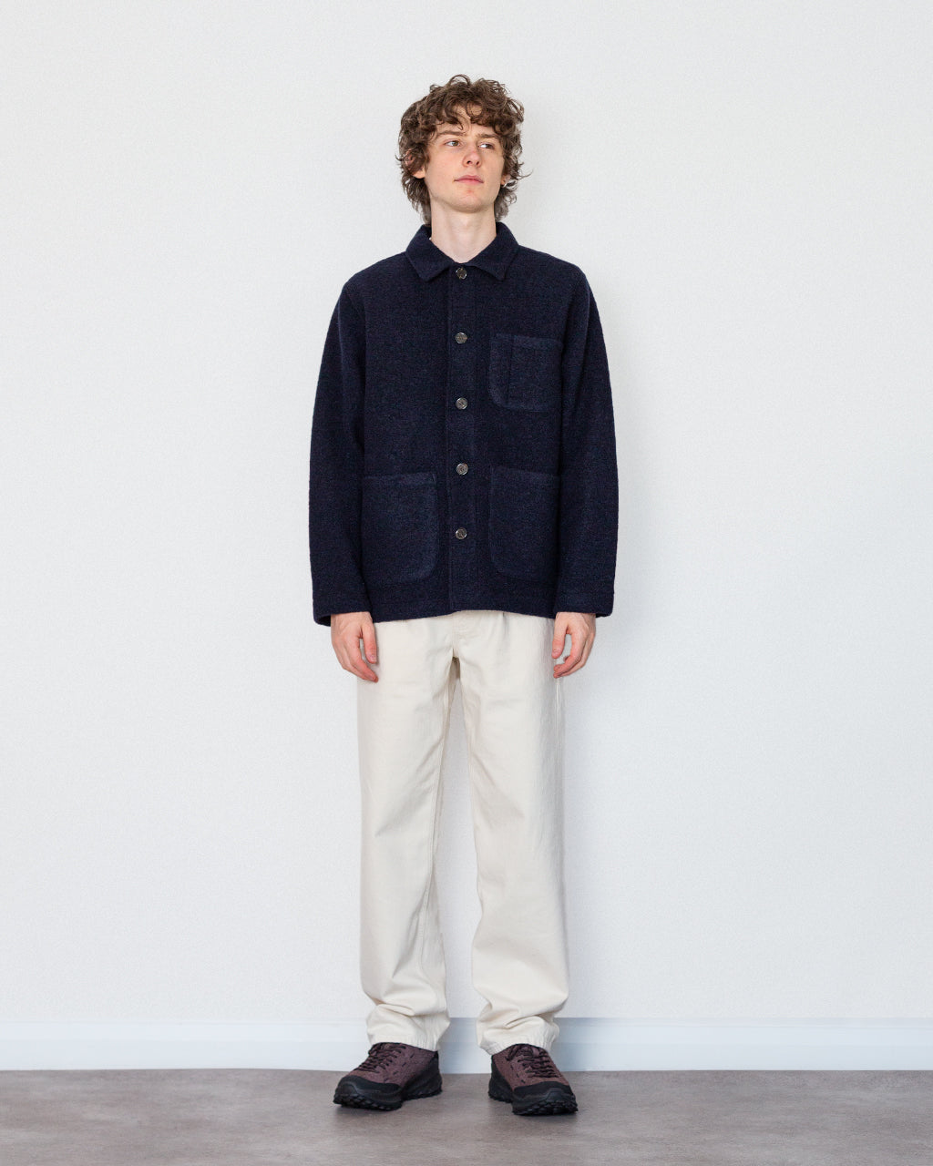 Wool Fleece Field Jacket - Navy | Universal Works | Peggs & son.