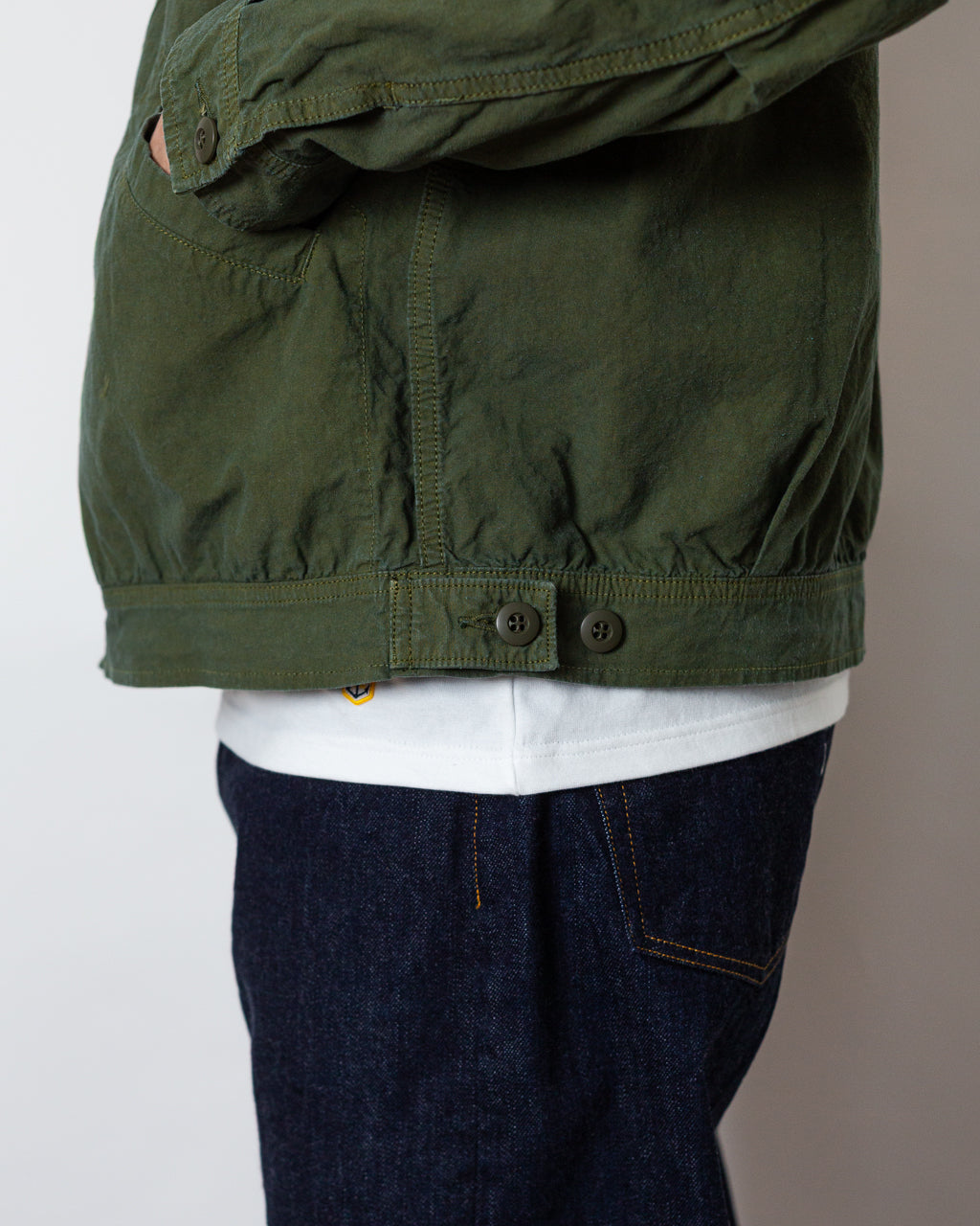 High Density Short Zip Jacket - Olive | Sage De Cret | Peggs & son.