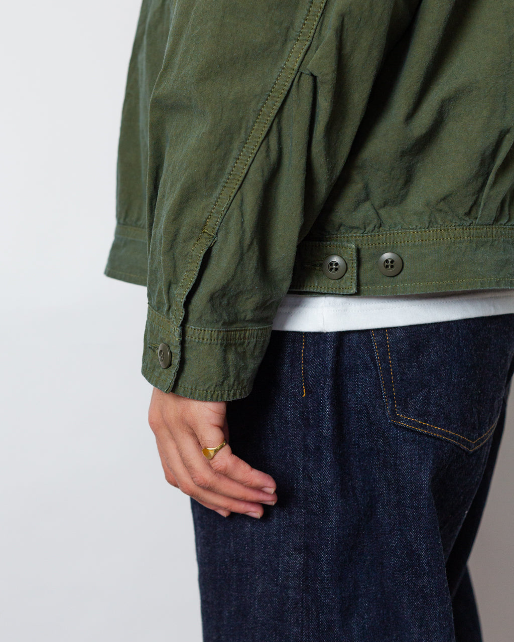 High Density Short Zip Jacket - Olive | Sage De Cret | Peggs & son.