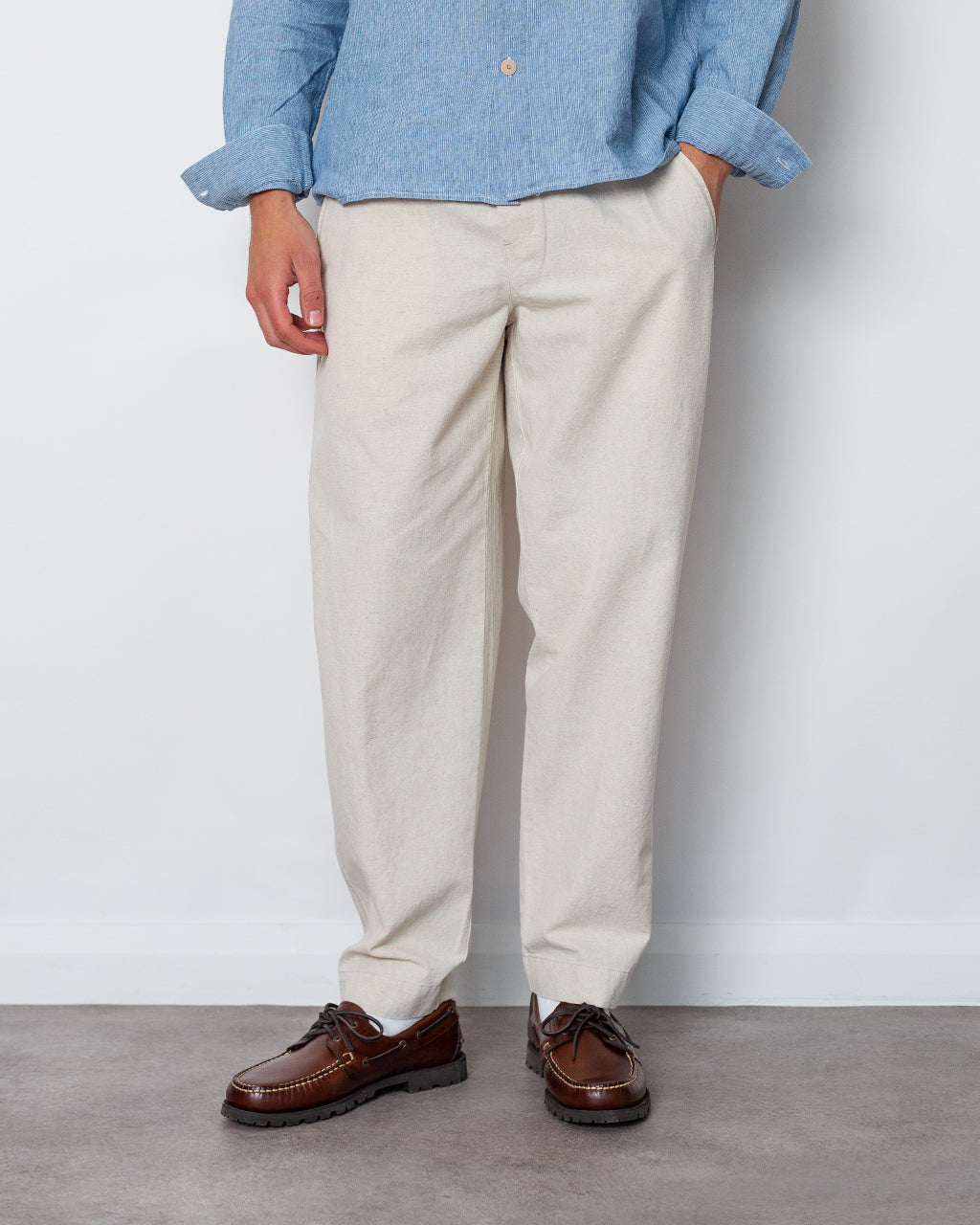 Drawcord Assembly Pant - Natural Linen Cotton Canvas