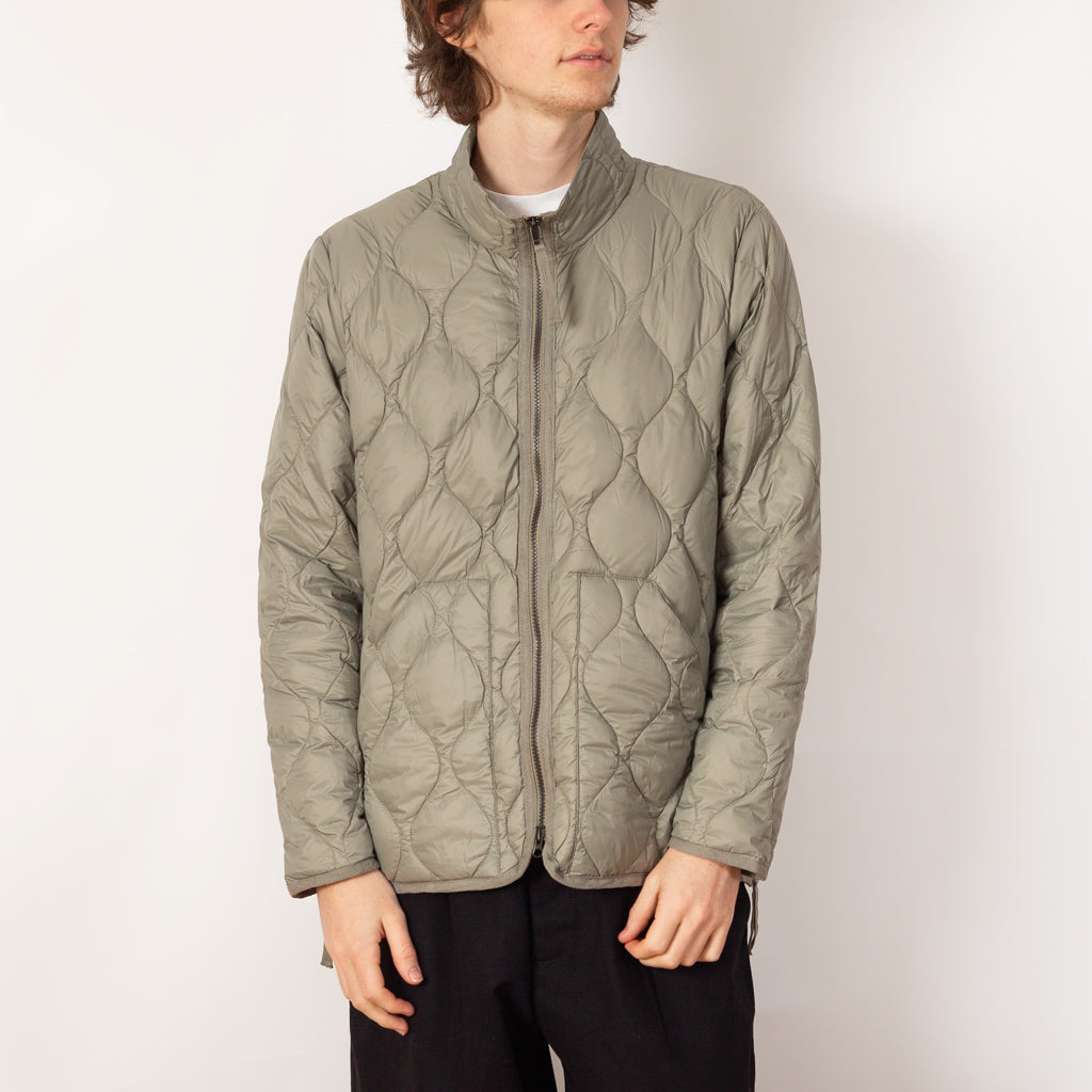 Military Hi Neck Zip Down Jacket - Dark Sage Green