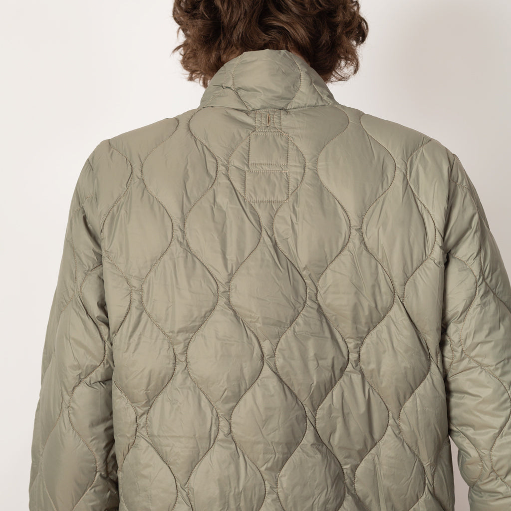 Military Hi Neck Zip Down Jacket - Dark Sage Green