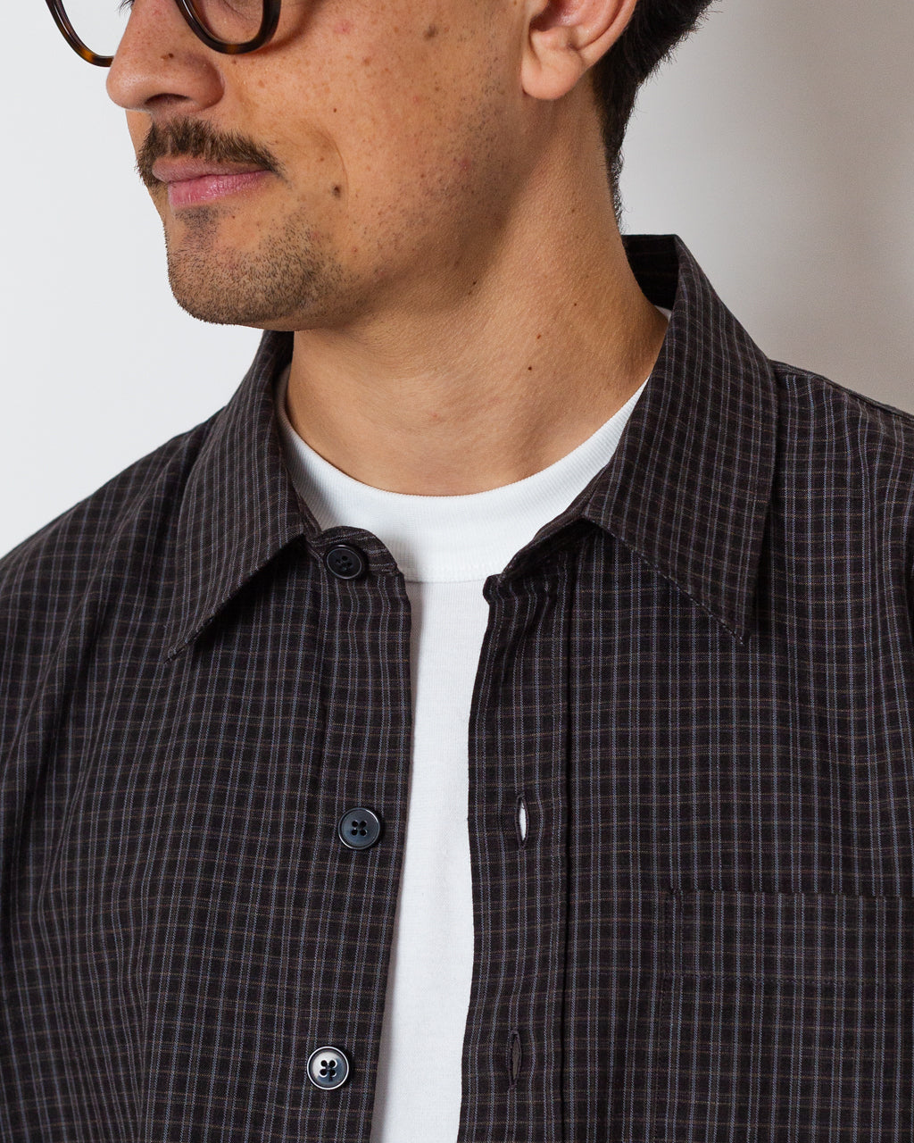 Priority Shirt - Dark Linen Check | Mfpen | Peggs & son.