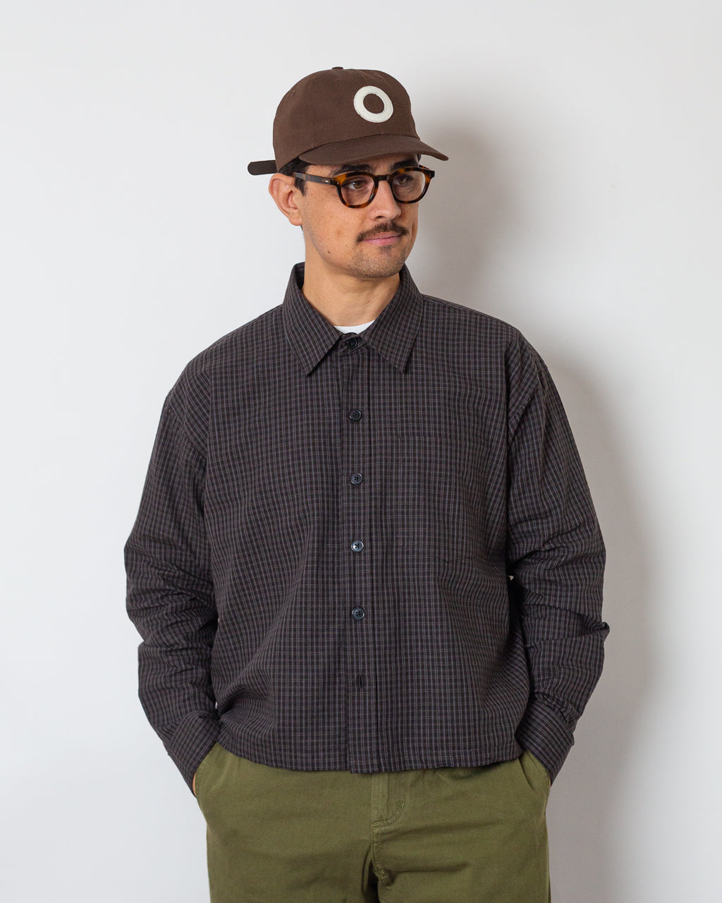 Priority Shirt - Dark Linen Check | Mfpen | Peggs & son.