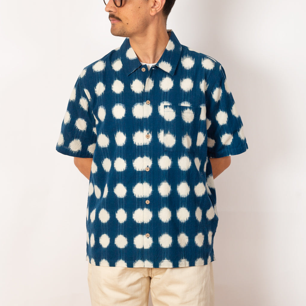 Gabe Shirt - Indigo Dot Ikat