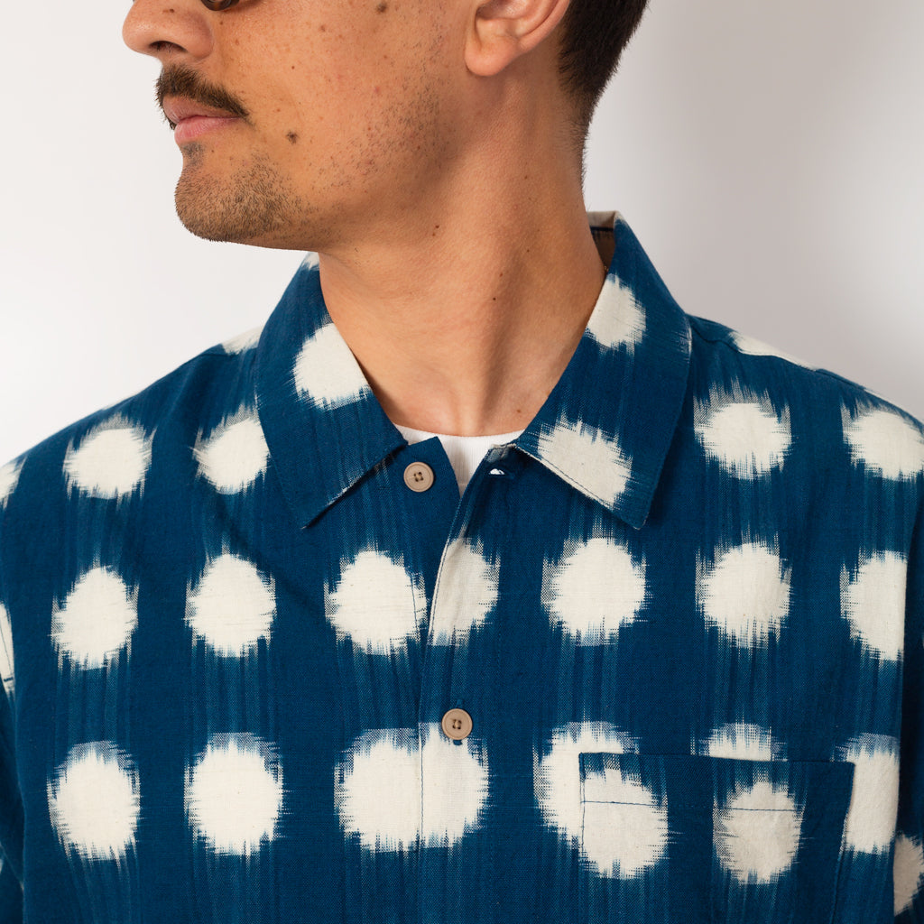 Gabe Shirt - Indigo Dot Ikat