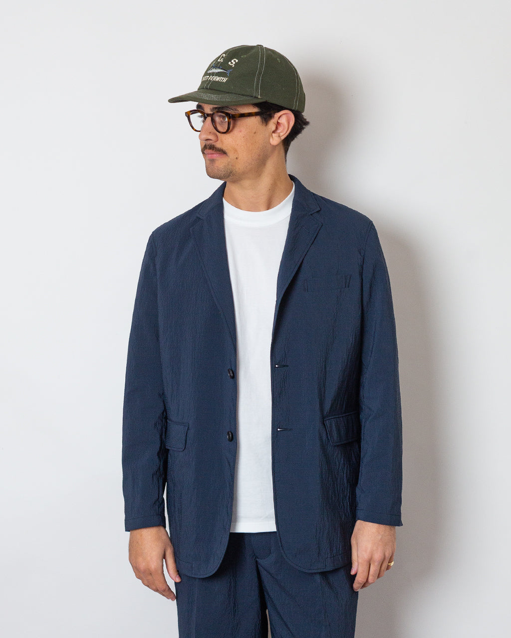 3 Button Seersucker Anywhere Suit - Navy