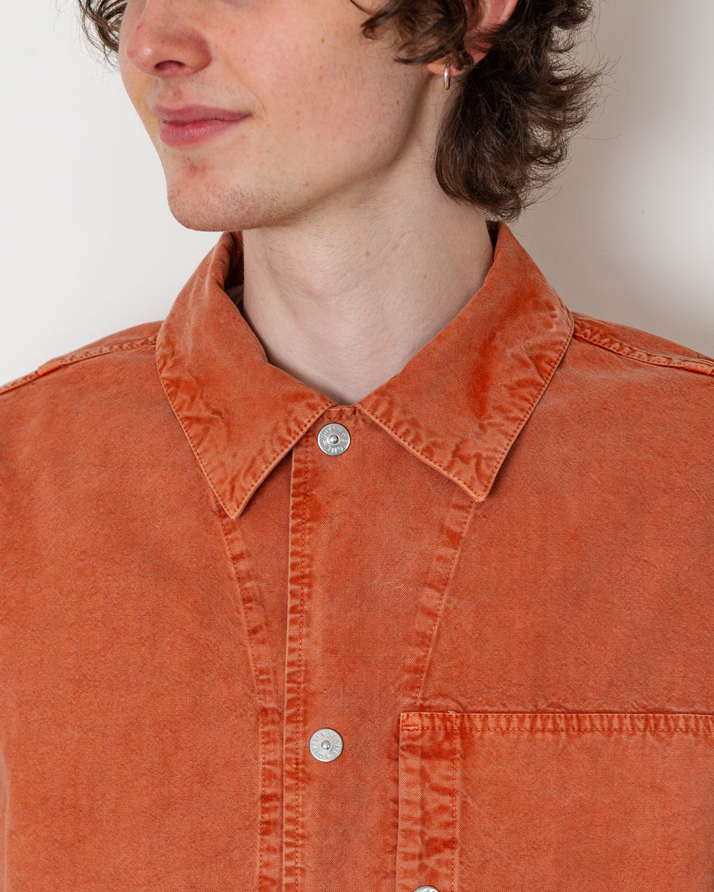 Mineral Dyed Panama Cotton Shirt - Brick Red V0015