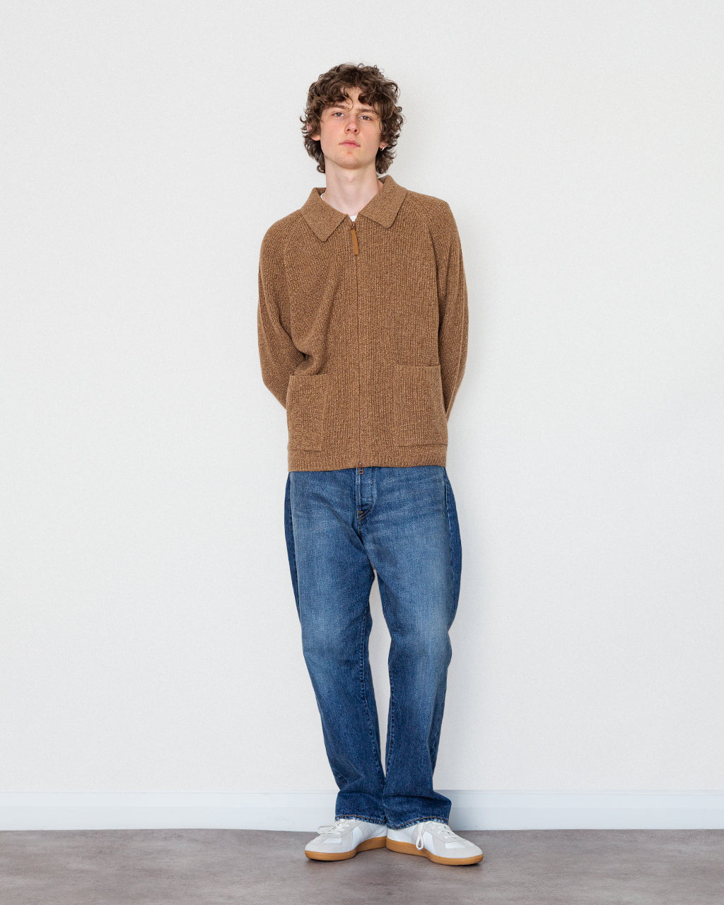 Zip Cardigan - Tawny | Universal Works | Peggs & son.
