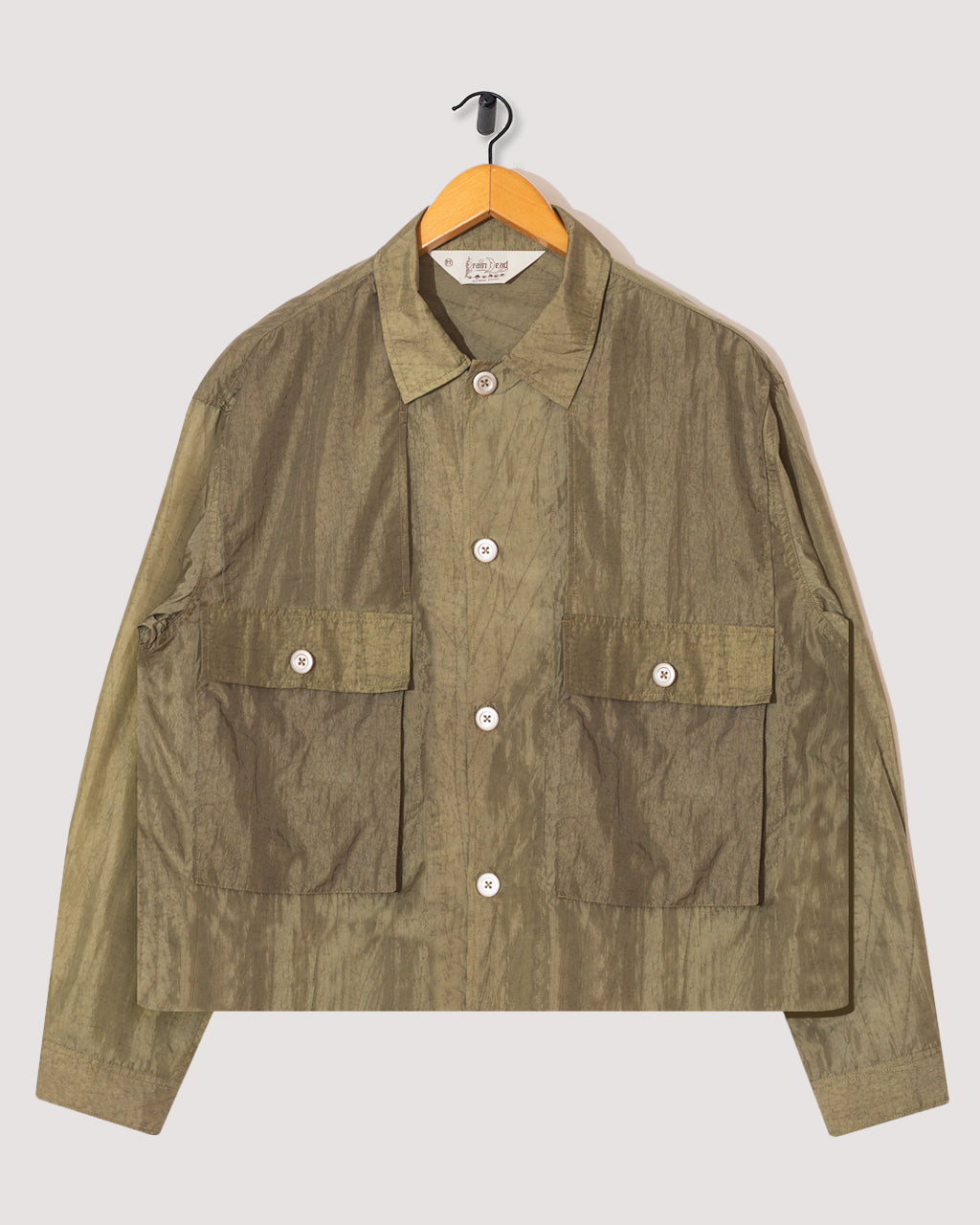 Cropped Nylon Button Up Shirt - Army | Brain Dead | Peggs & son.