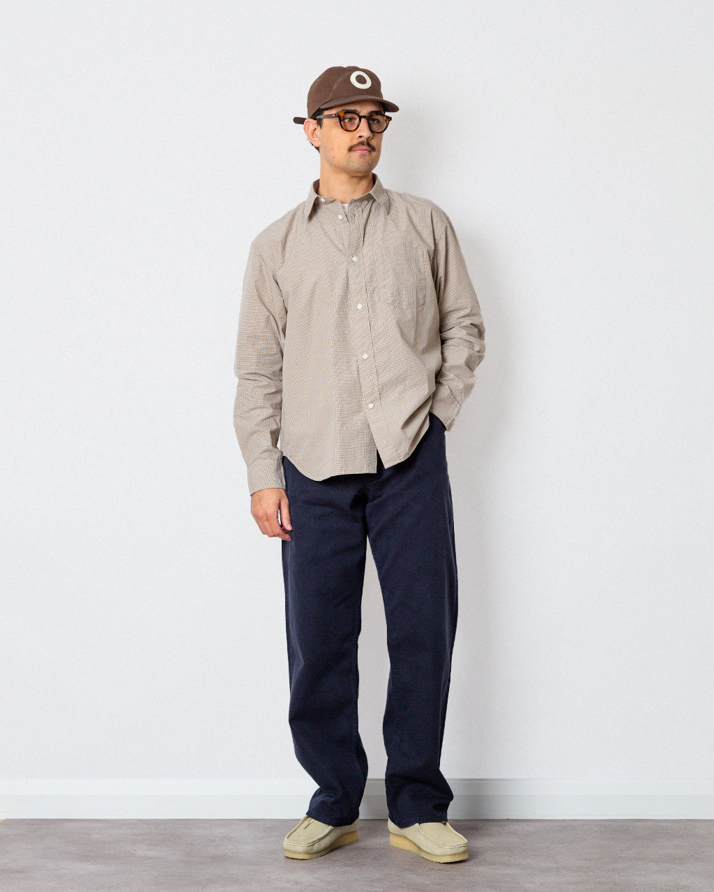 Espevik Oversized Micro Poplin Check Shirt - Oatmeal