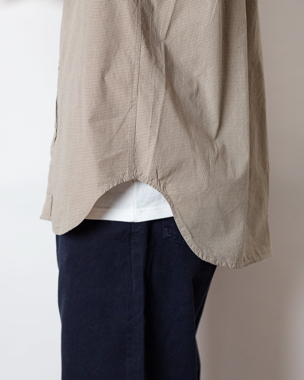 Espevik Oversized Micro Poplin Check Shirt - Oatmeal