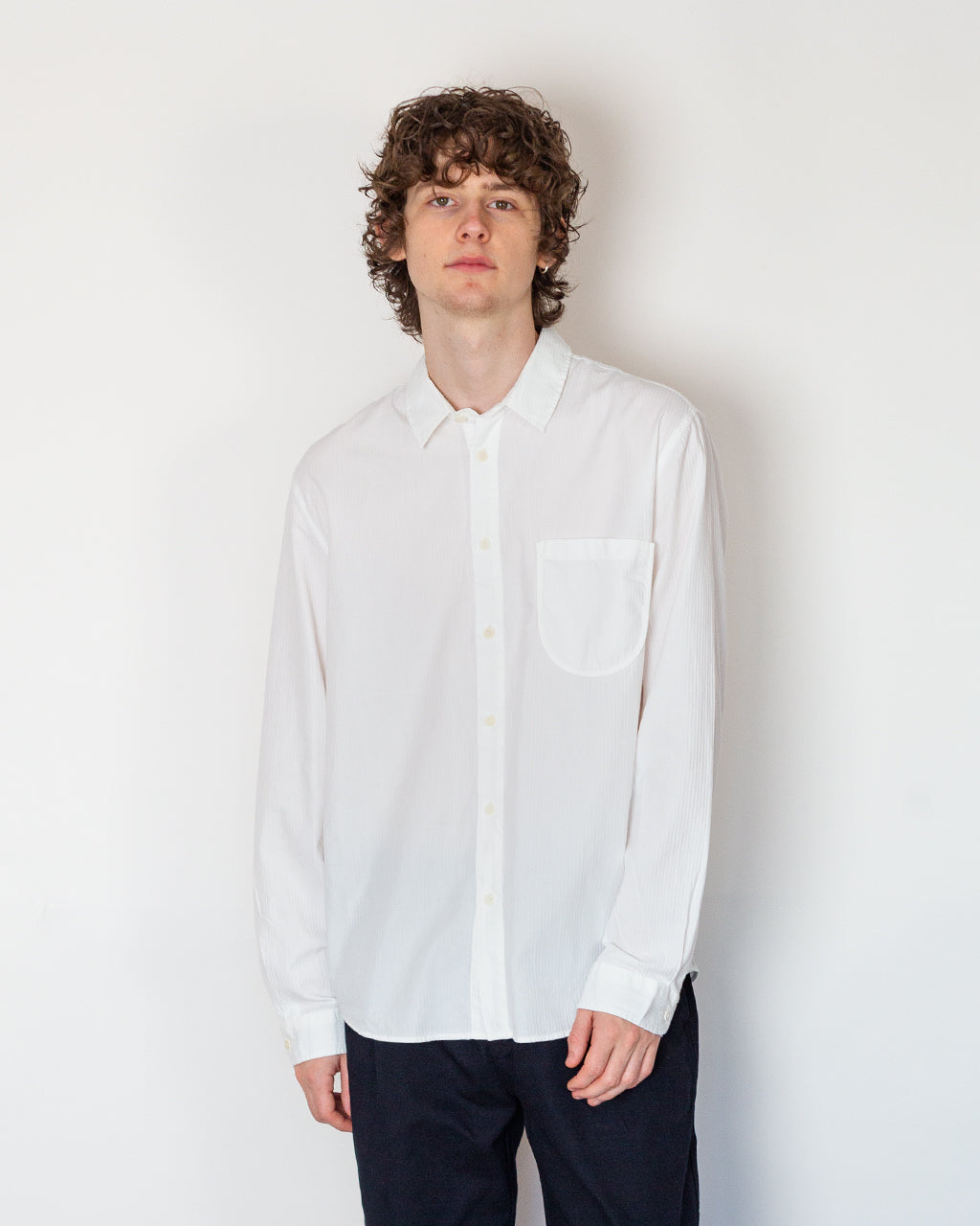 Herringbone Curve Shirt - Off White