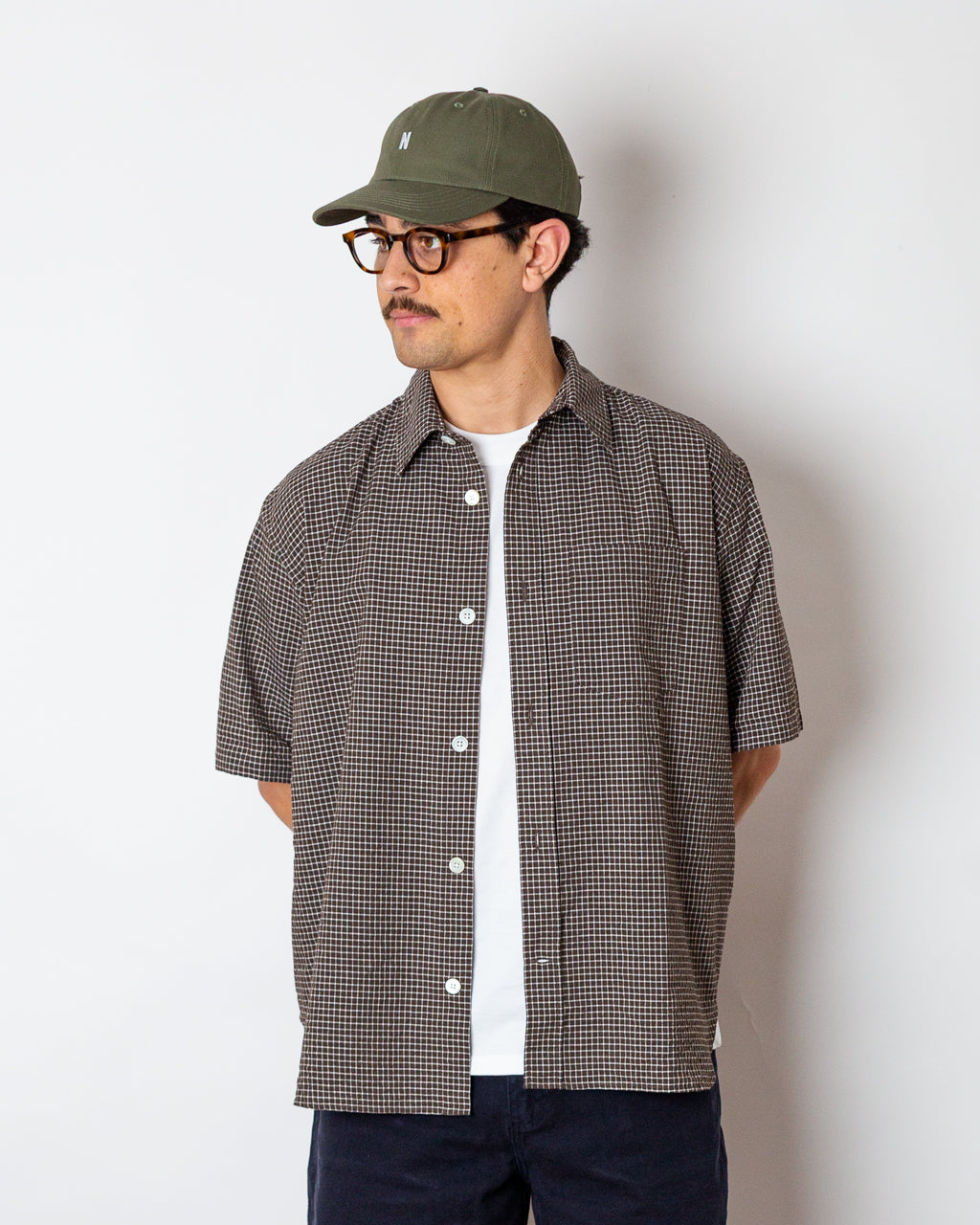 Espevik Oversized Check S/S Shirt - Taupe