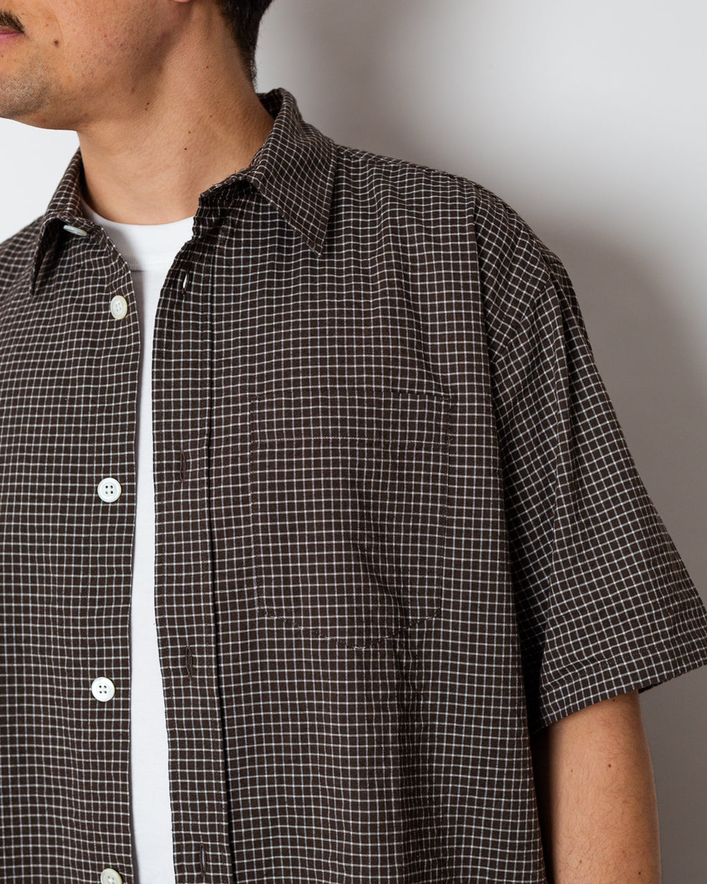 Espevik Oversized Check S/S Shirt - Taupe