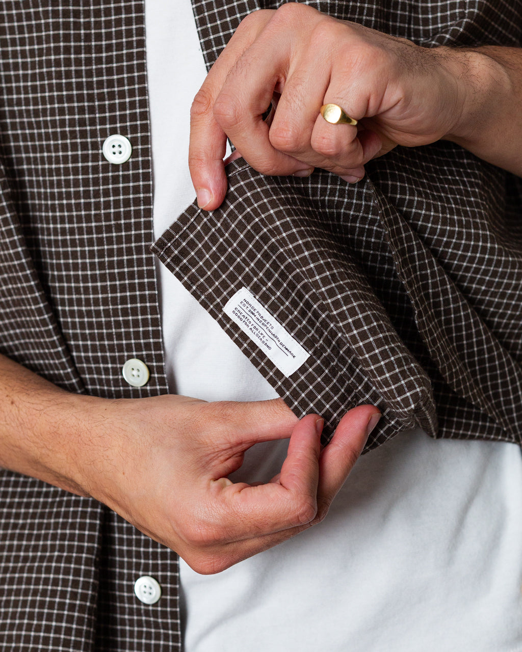 Espevik Oversized Check S/S Shirt - Taupe | Norse Projects | Peggs