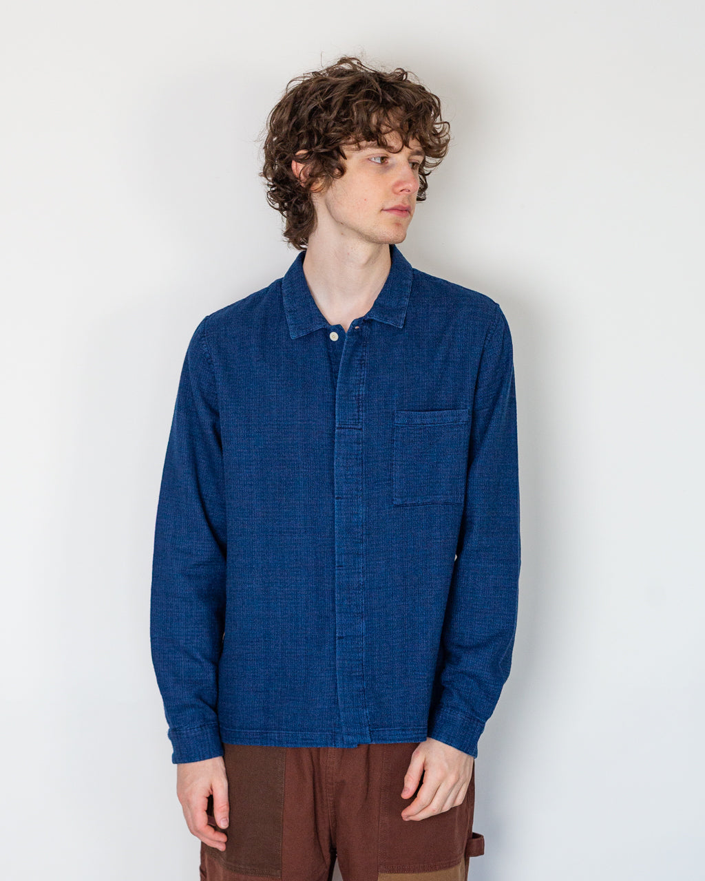 Patch Shirt - Indigo Basket Weave