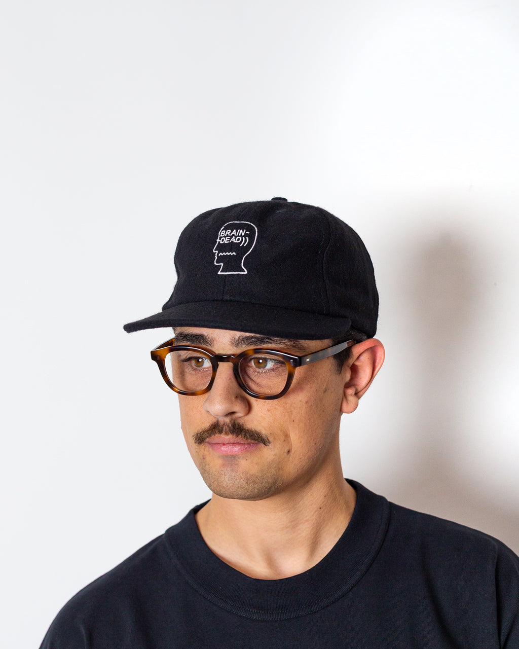 FLANNEL CLASSIC LOGOHEAD 6 PANEL HAT - Black | Brain Dead | Peggs