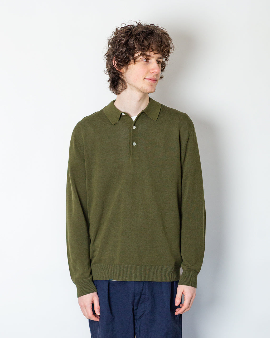 Knit Polo 12G - Olive